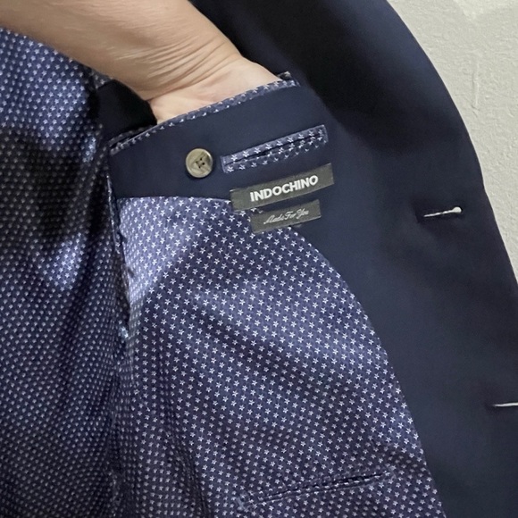 Classic Indichino Custom Navy Blue Men's Blazer - Picture 9 of 16